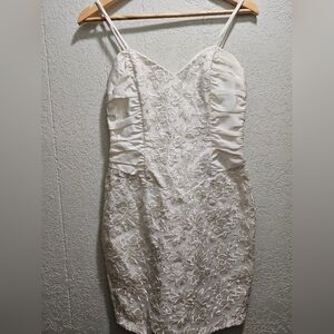 Gunne Sax Dress Strapless Sequin White Jessica McClintock